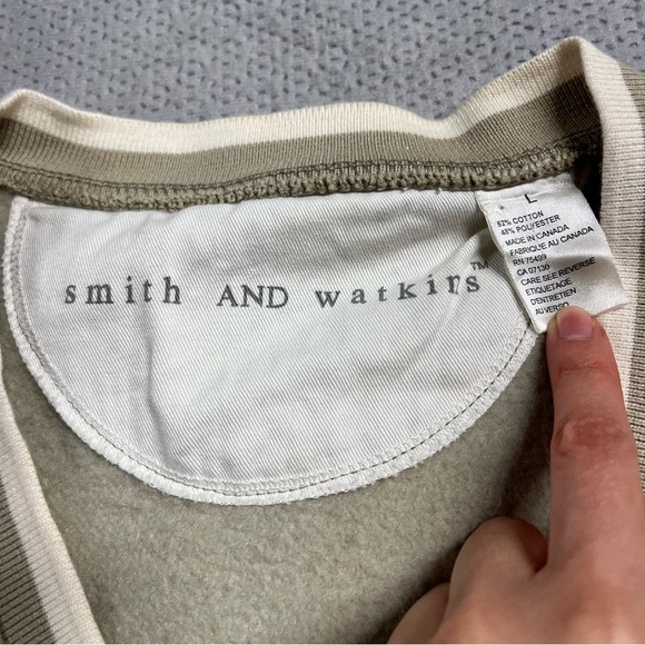 Smith and Watkins V Neck Sleeveless Golf Sweater Vest Size Large in Gray Tan EUC - Picture 2 of 3